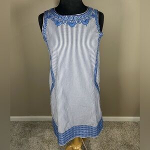 VINEYARD VINES Stripe Embroidered Cisco Dress